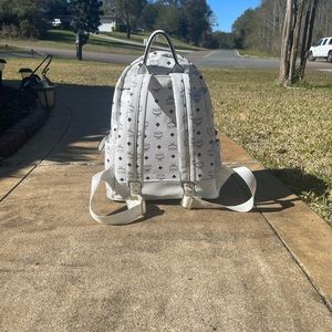 MCM white and black book bag, 8/10 condition